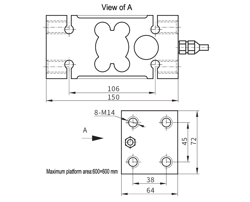 Dimension Drawing of TJH-2D Parallel Beam Load Cell