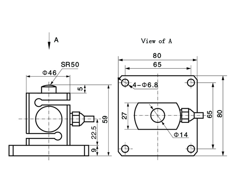 Dimension Drawing of TJH-1B Weighing Load Cell